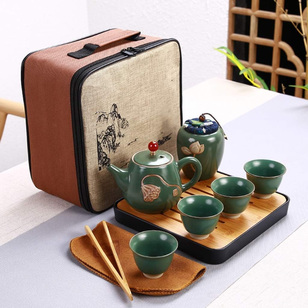 Ceramic Teapot Pot Four Cup Outdoor Travel Kung Fu Tote Bag Set Tcup Tea Chinese Wine