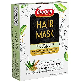 Metrol Meera Hair Mask with Aloe Vera, Fenugreek & Bringaraj - for Intense Conditioning & Strength 4 x 30 g, 120 g