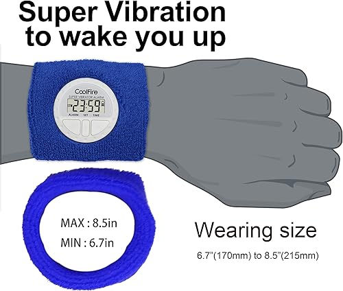 Miniatura 8 de Coolfire Reloj despertador vibratorio - Pulsera de alarma silenciosa Reloj despertador vibratorio. Reloj despertador de muñeca silencioso. Pulsera