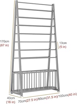 Display Stand Free Standing Retail Display Stand with Baskets, 8-Shelf Ribbon Storage Organizer for Wrapping Paper/Craft Vinyl Roll, Double-Side Satin Ribbon Spool Holder