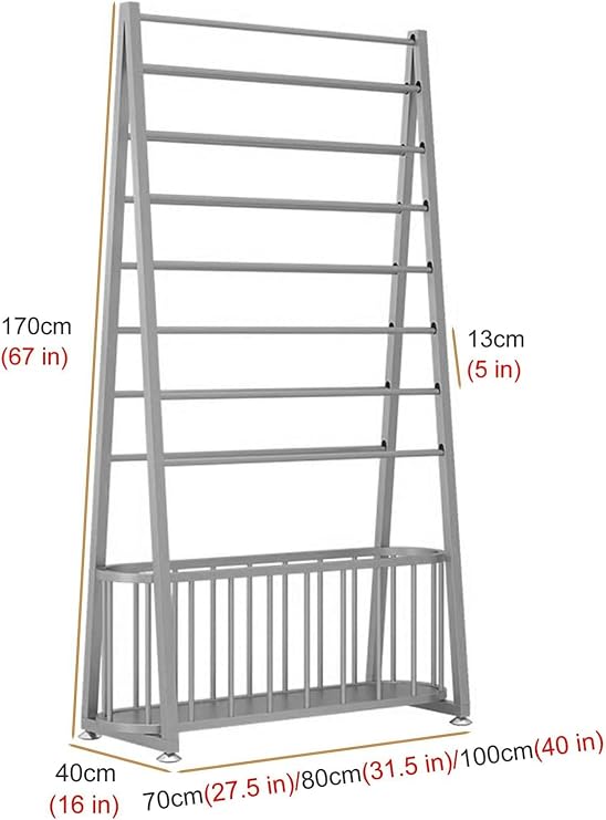 Display Stand Free Standing Retail Display Stand with Baskets, 8-Shelf Ribbon Storage Organizer for Wrapping Paper/Craft Vinyl Roll, Double-Side Satin Ribbon Spool Holder