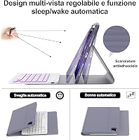 IVEOPPE iPad Air/Pro Bluetooth billentyűzet tok – olasz kiosztás, lila 7