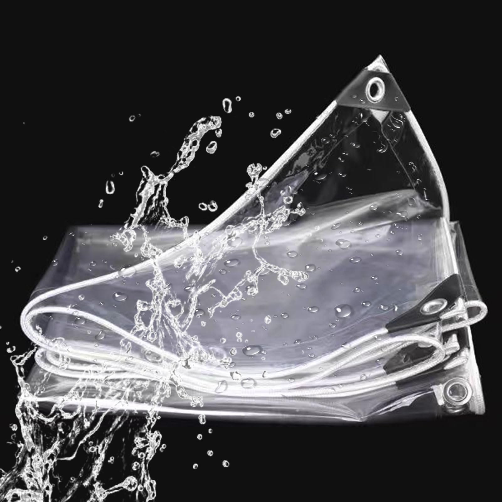 Lona transparente con ojales 130x225 cm impermeable de pvc 400g/m²