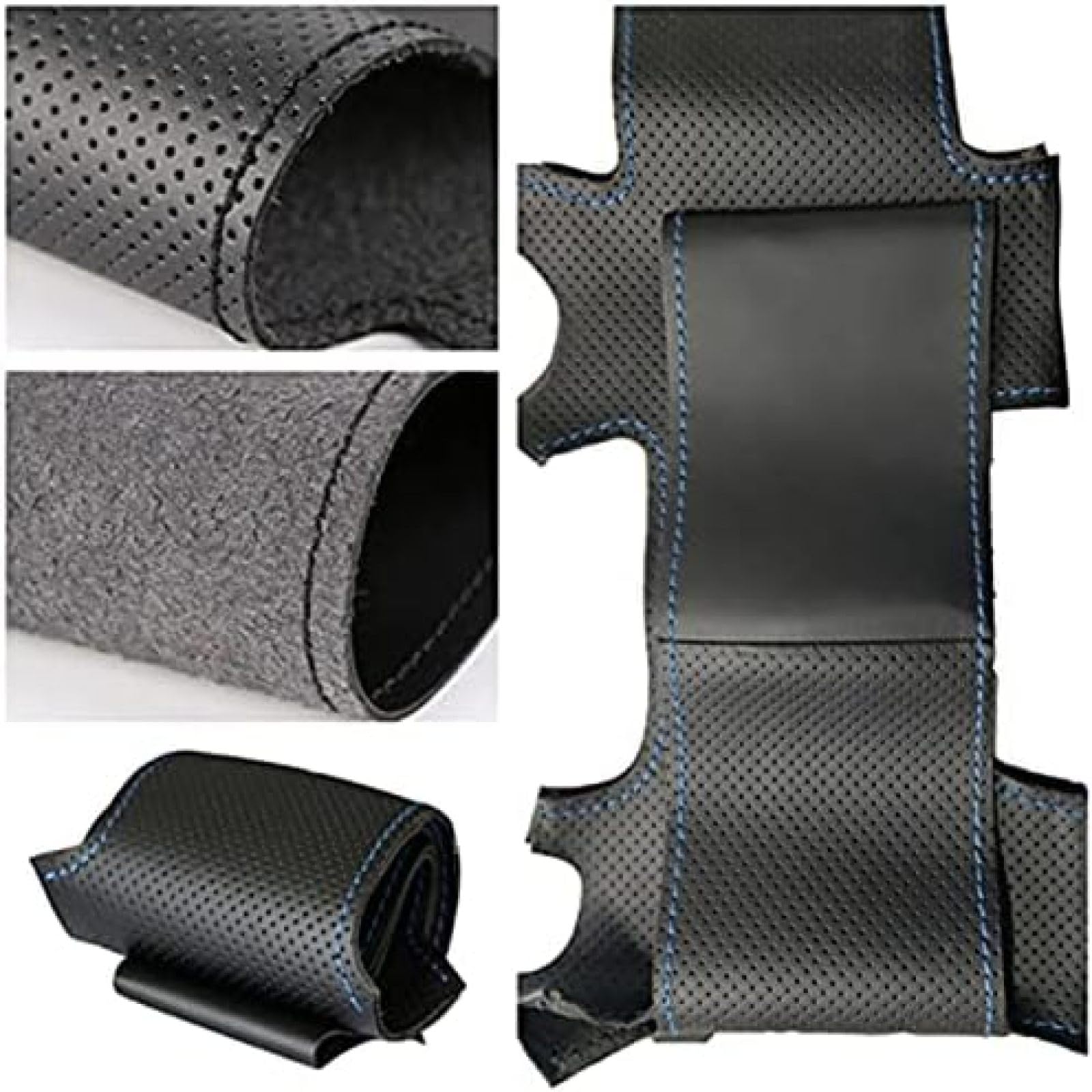 Couvre Volant En Cuir Véritable Gris À Double Couture Pour Audi A2