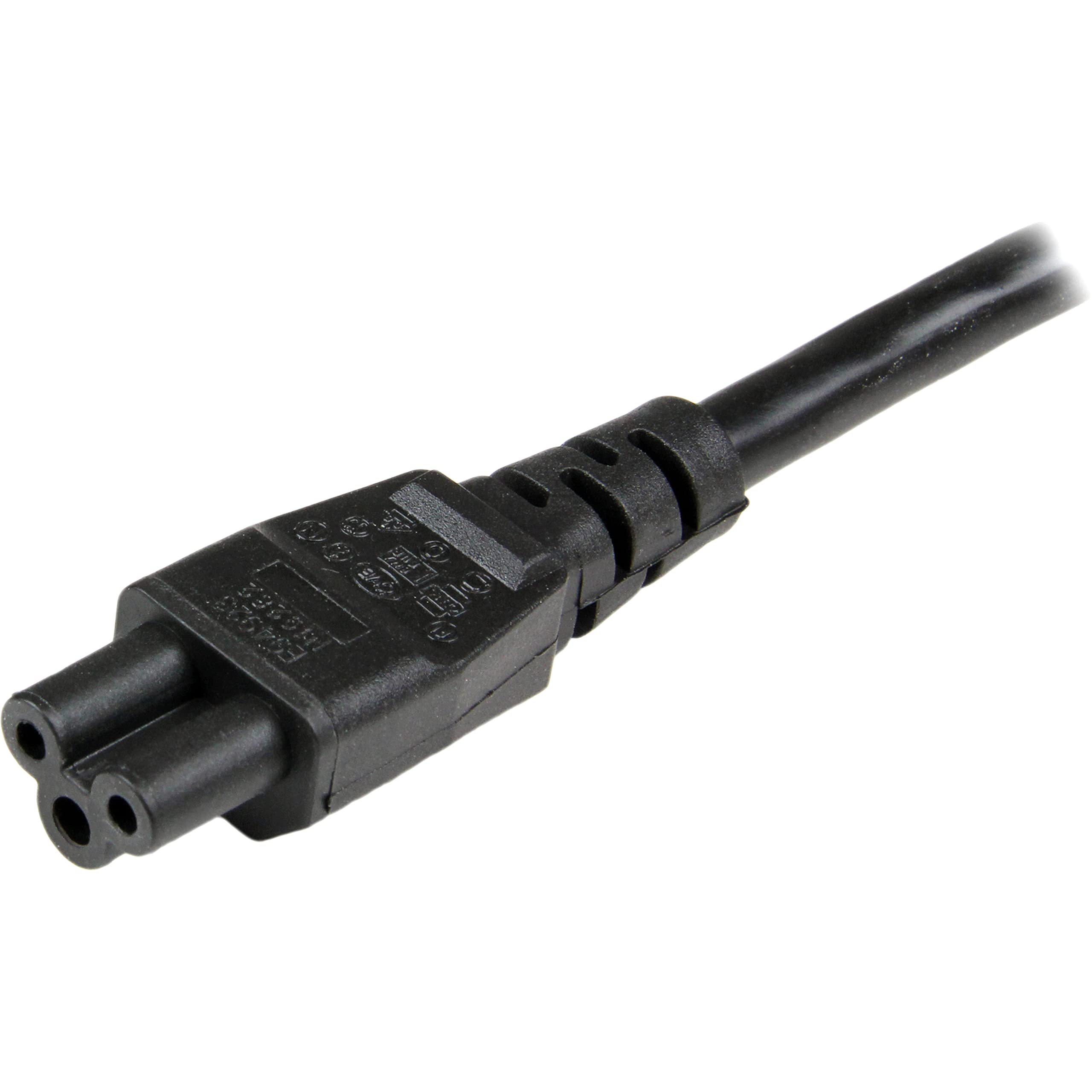 StarTech.com Kabel do ładowania laptopa, 2 m, EU Schuko na C5, 2,5 A 250 V, 18AWG, zapasowy kabel zasilający do notebooka/laptopa, zasilacz sieciowy, kabel zasilający, koniczynka/Mickey Mouse