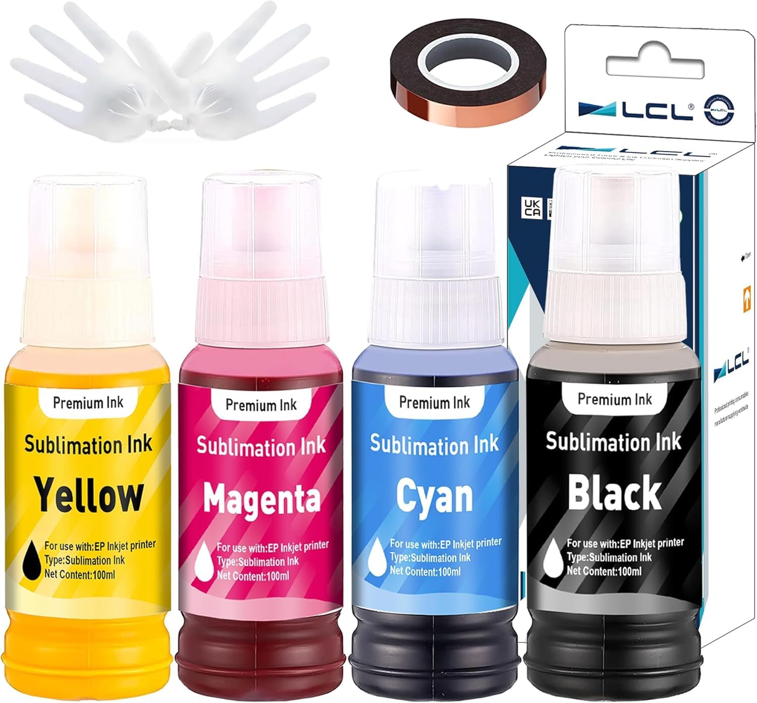 LCL 400ML Sublimation Ink Refill for Epson EcoTank Printers ET-2700 ET-2750 ET-2751 ET-2756 ET-3700 Inkjet Printers for Heat Transfer Mug, Tumbler, T Shirts(Autofill/Upgrade Version/ICC Free)