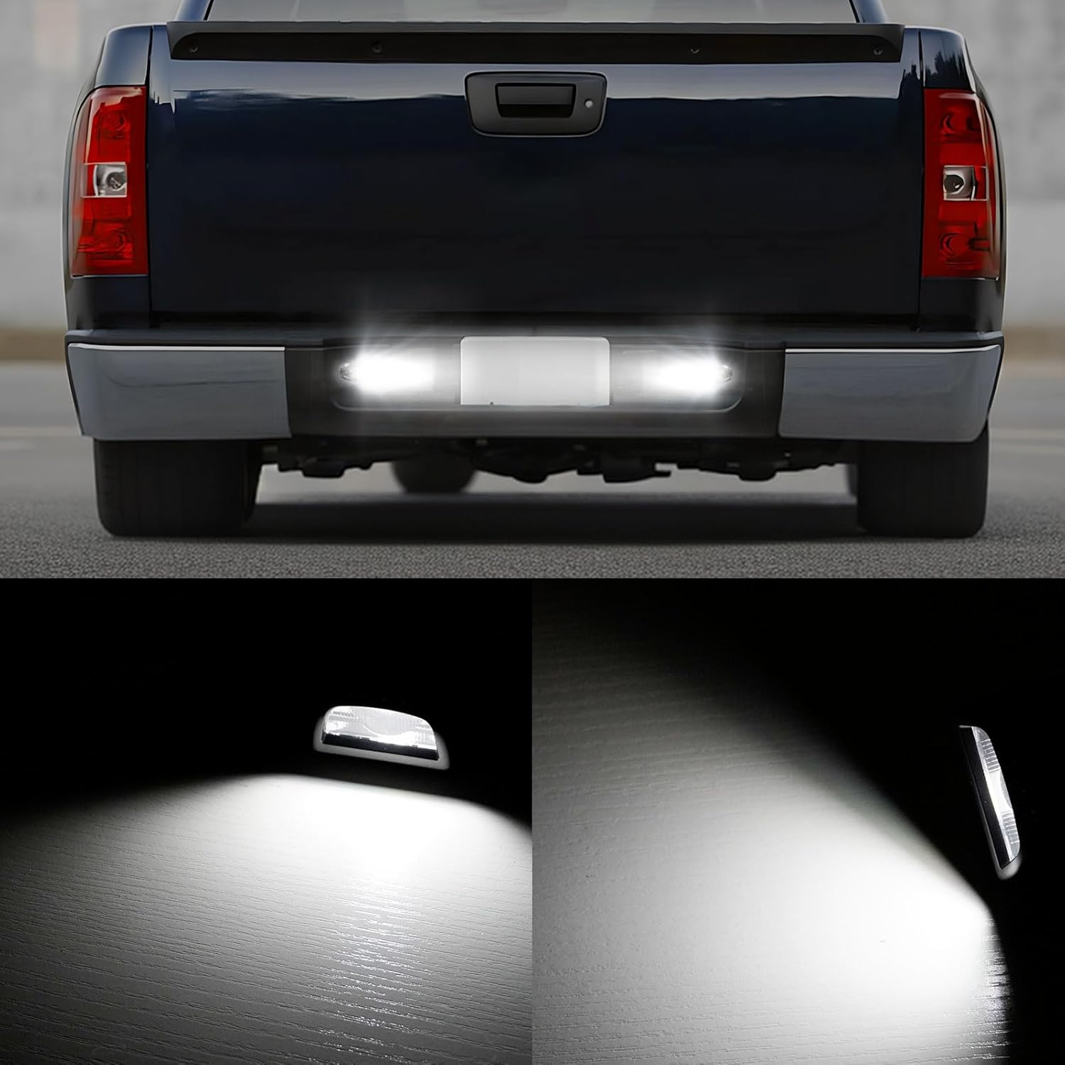 Bestview License Plate Lights Tag Rear Lamp with Silver Housing Cover Socket 6000K White Bulbs Assembly Replacement for Chevy Silverado GMC Sierra 1500 2500 3500 Suburban Tahoe Avalanche Cadillac