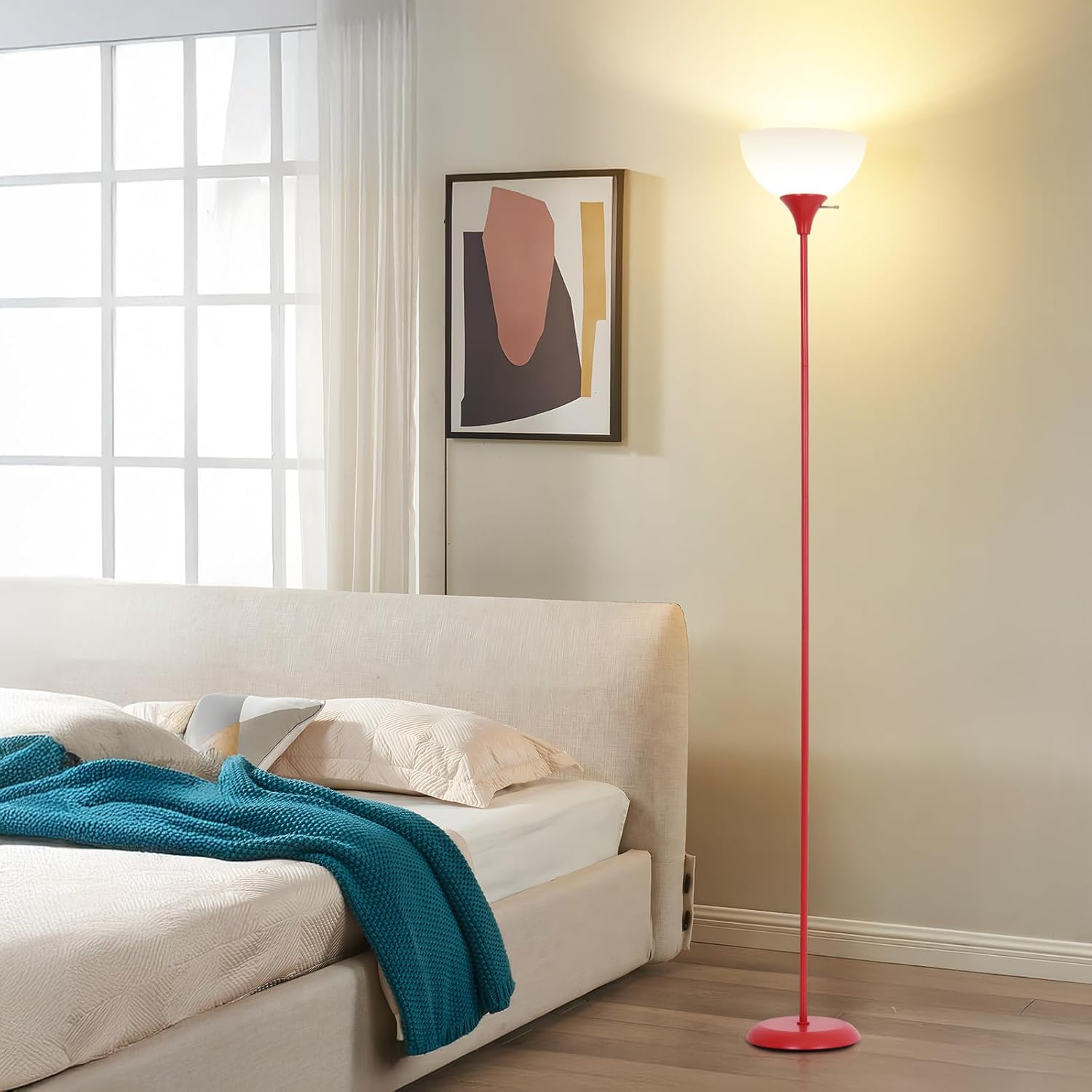 Standing Lamp, Floor Lamp, Dimmable Floor Lamps for Living Room Bedroom Study Office Kid’s Room (Red)