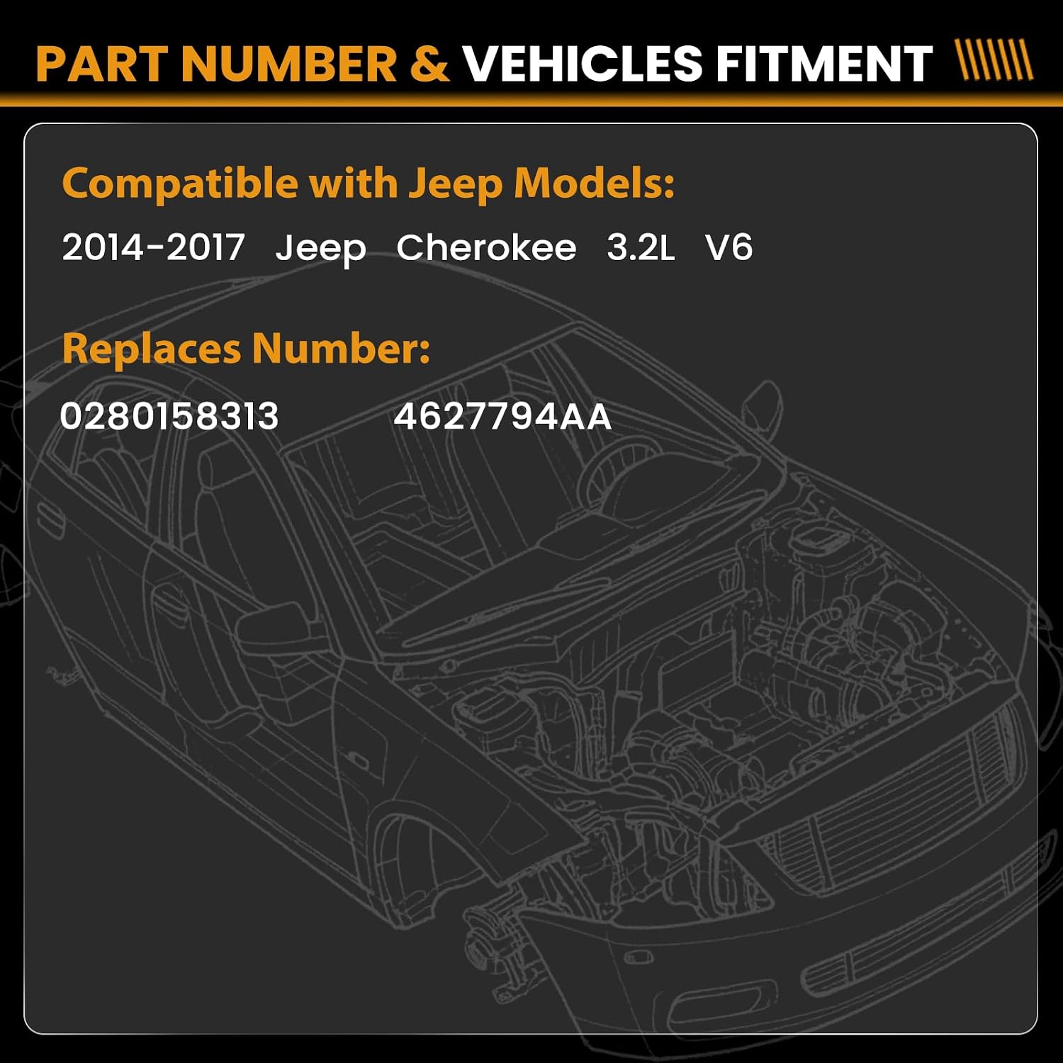 4 Holes Fuel Injectors 0280158313 Compatible with Jeep Cherokee 3.2L V6 2014 2015 2016 2017, Replaces 4627794AA (1)