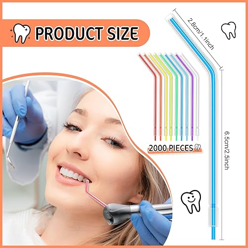 Miniatura 2 de Tondiamo Punta de jeringa de agua de aire dental, boquillas de pulverización desechables, puntas surtidas, arco iris, triple conector de jeringa