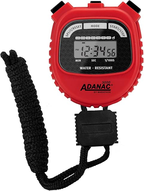 Marathon Adanac 3000 Sports Digital Stopwatch Timer | Large Display | Time & Calendar | Split Mode | Water Resistant | Ideal Stopwatch for Coaches