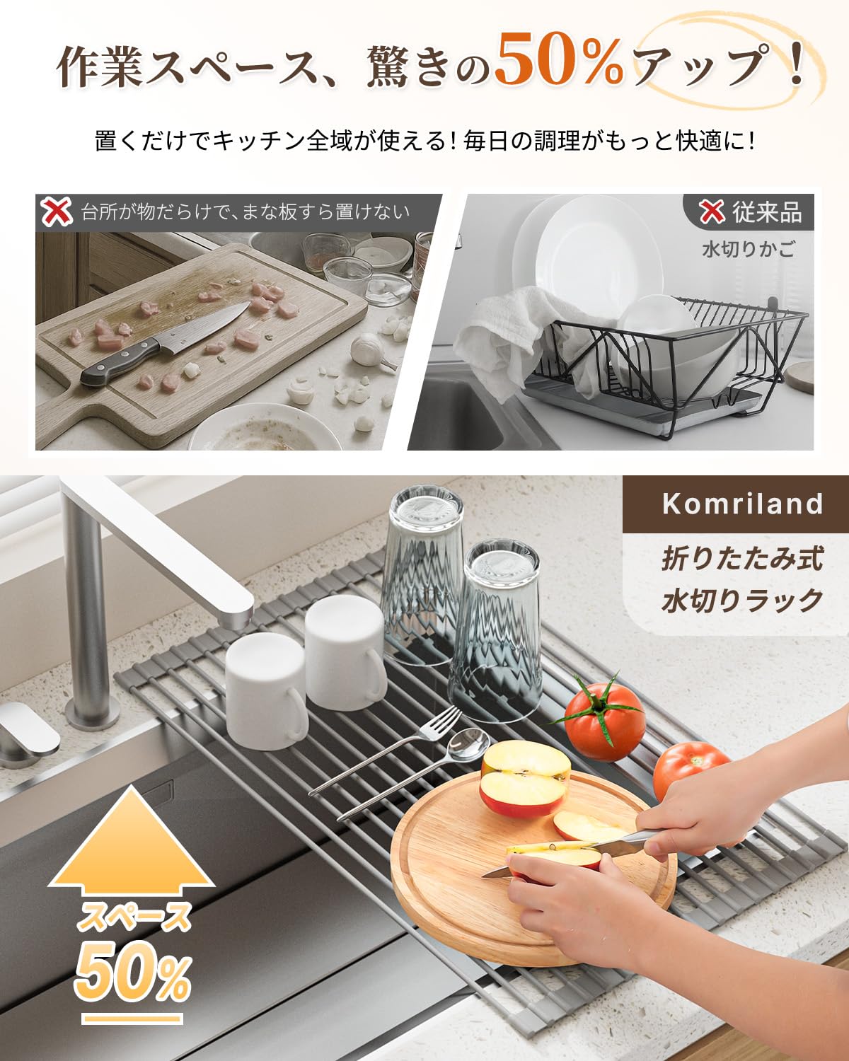 Amazon.co.jp: 【2026改良モデル】Komriland 水切りラック シンク上