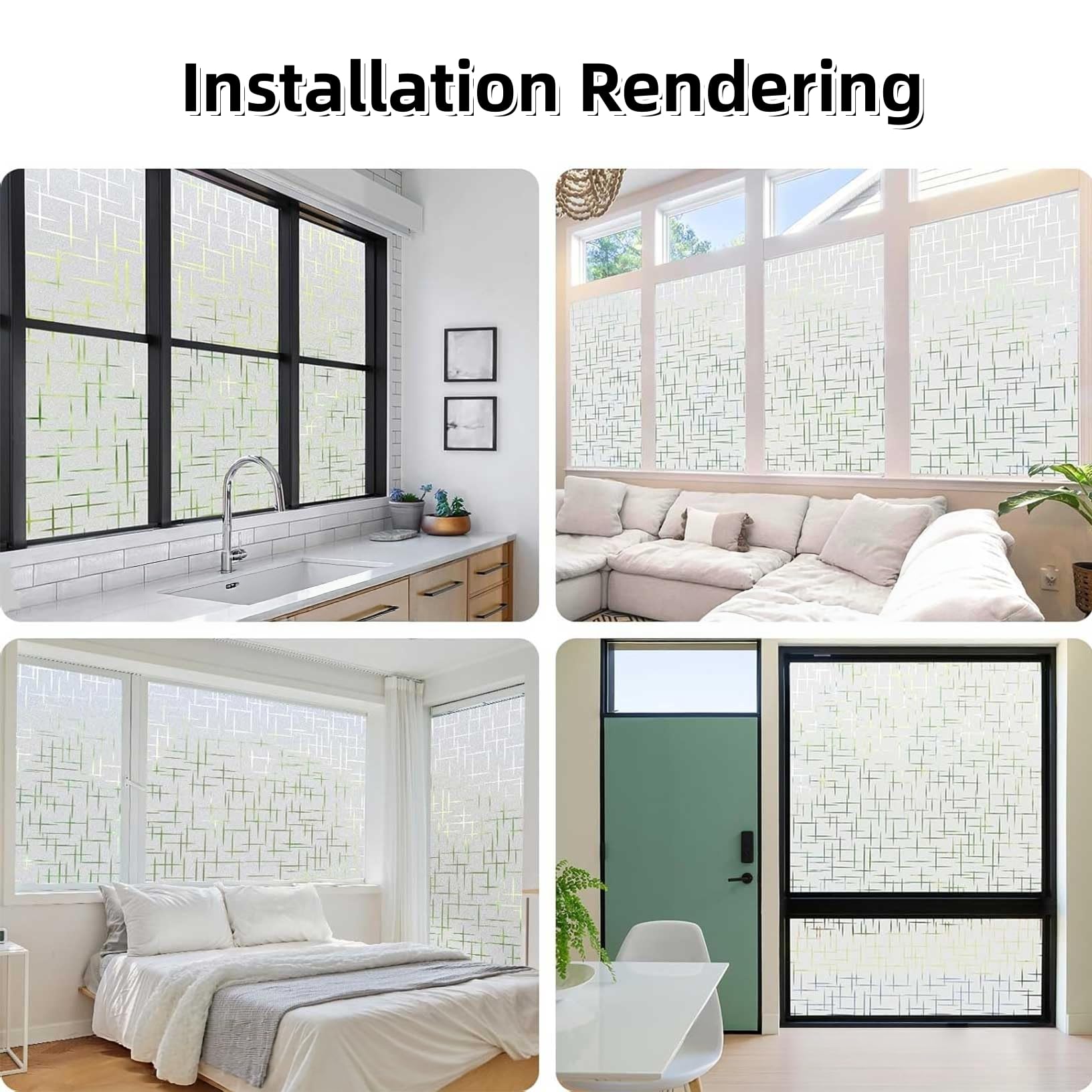 Film Fenetre Anti Regard 100 x 370 cm Adhérence Statique Opaque Film Vitrage Thermique Anti-UV, Non Adhesif, Décoratif pour Salle de Bain Chambre Cuisine, D