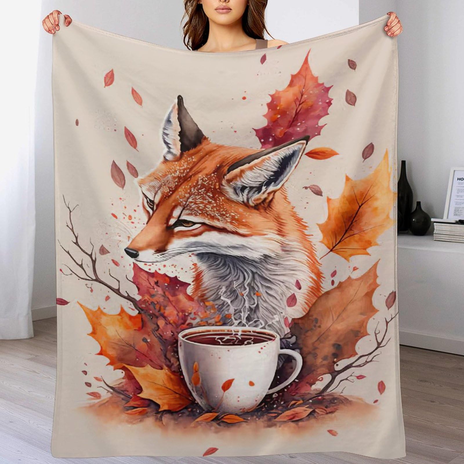 Couverture en flanelle douce pour canapé et lit Renard Polaire 100x130
