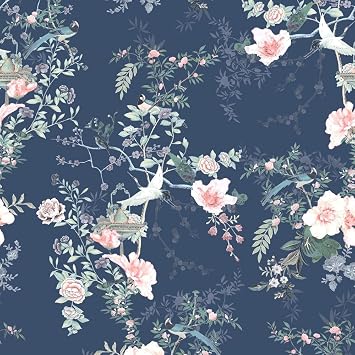 Muriva Lipsy Ophelia Wallpaper Navy 144080