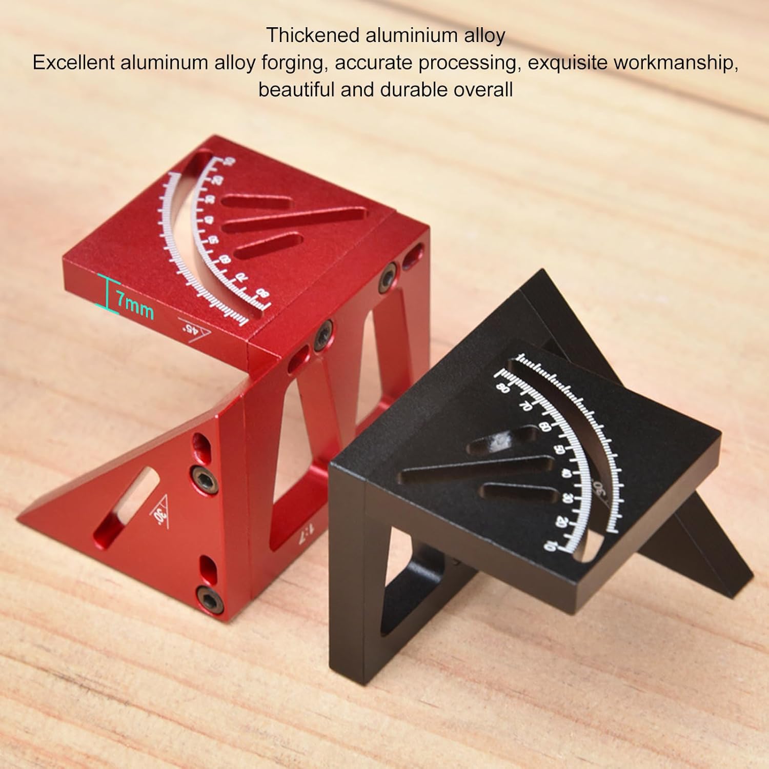 Multi Angle 3D Protractor, 45 Degree Woodworking Line Marker Square Tool, Red - Precise Angle Measurement, Durable Aluminum Alloy, Ideal for Woodworkers and Craftsmen (Red)