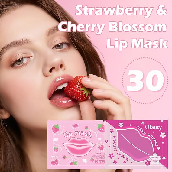 30 Pairs Collagen Lip Mask, Moisturizing Lip Mask Skincare Pink Pads