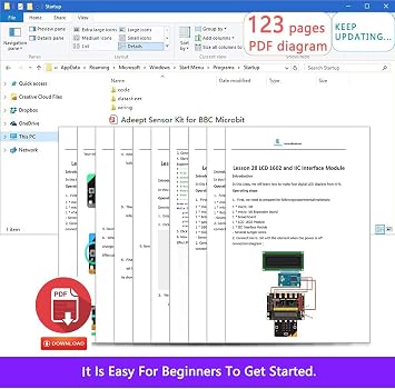 Adeept Sensor Starter Kit for BBC Micro:bit (V2 Included) | Programmable Starter Kit for Micro:bit with 35 Projects PDF Tutorial Book