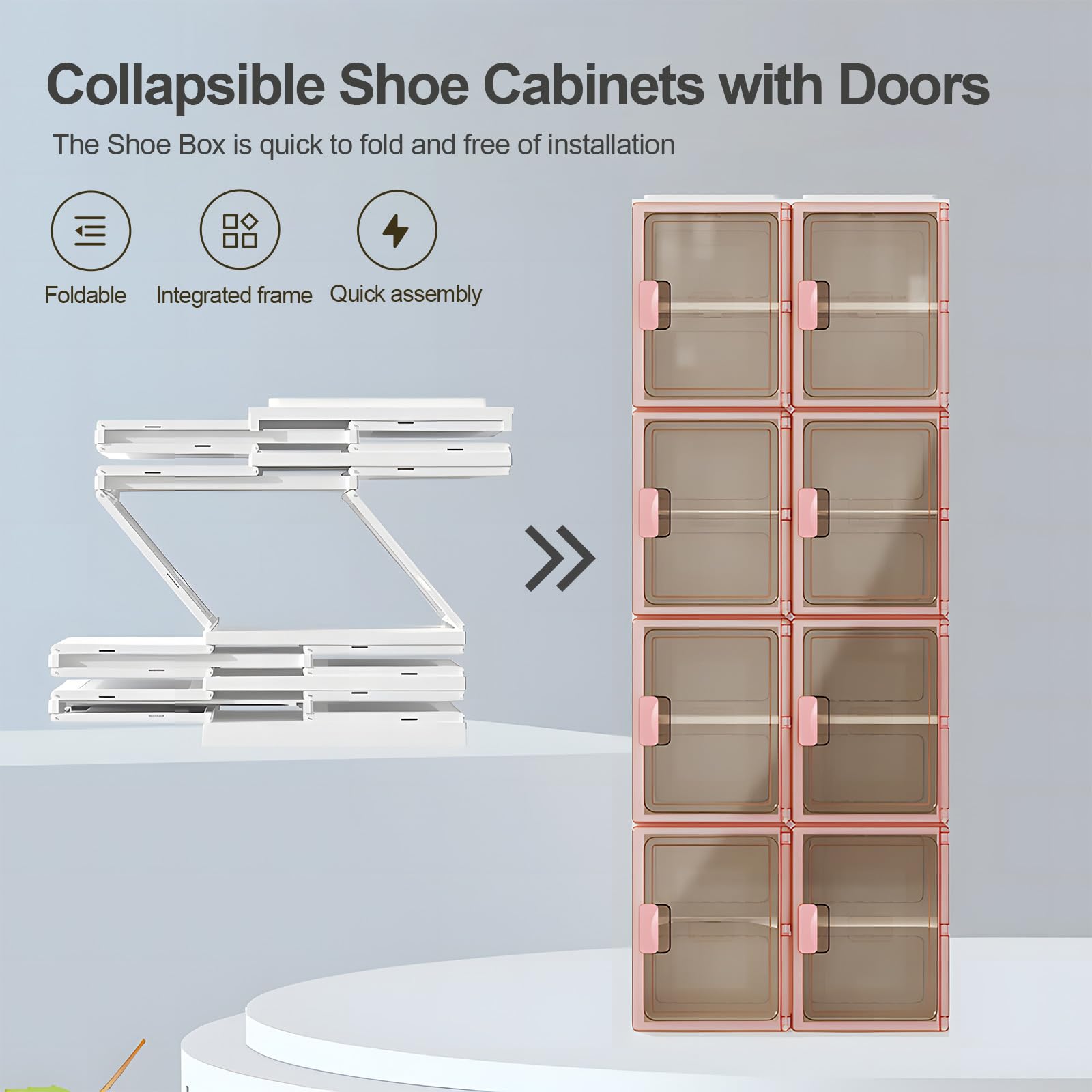 Organizer Pieghevole Per Scarpe 6 Livelli - Armadio Portascarpe In Plastica Trasparente Con Antine, Impilabile, Fino A 12 Paia - Facile Montaggio - 5