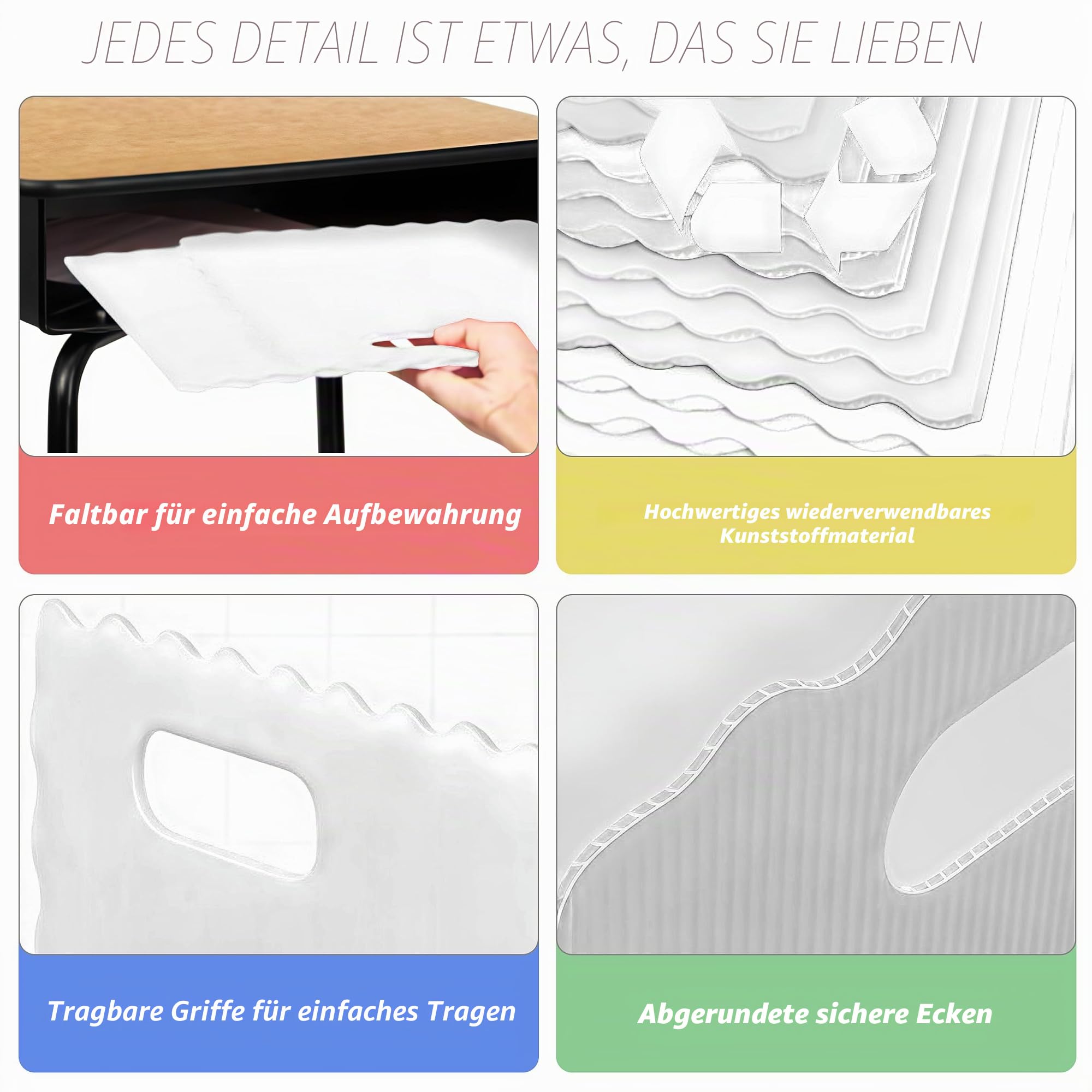 24 Stück Faltbare Trennwand Schreibtisch mit 72 Stück Namensschilder Tragbare Sichtschutz Study Table wasserdichte Trennwände Desks für Schule Büro Bibliothek, 40×30×30cm, Weiß
