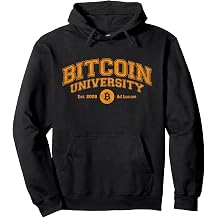 Bitcoin University To The Moon, Funny Distressed College BTC Pullover Hoodie
