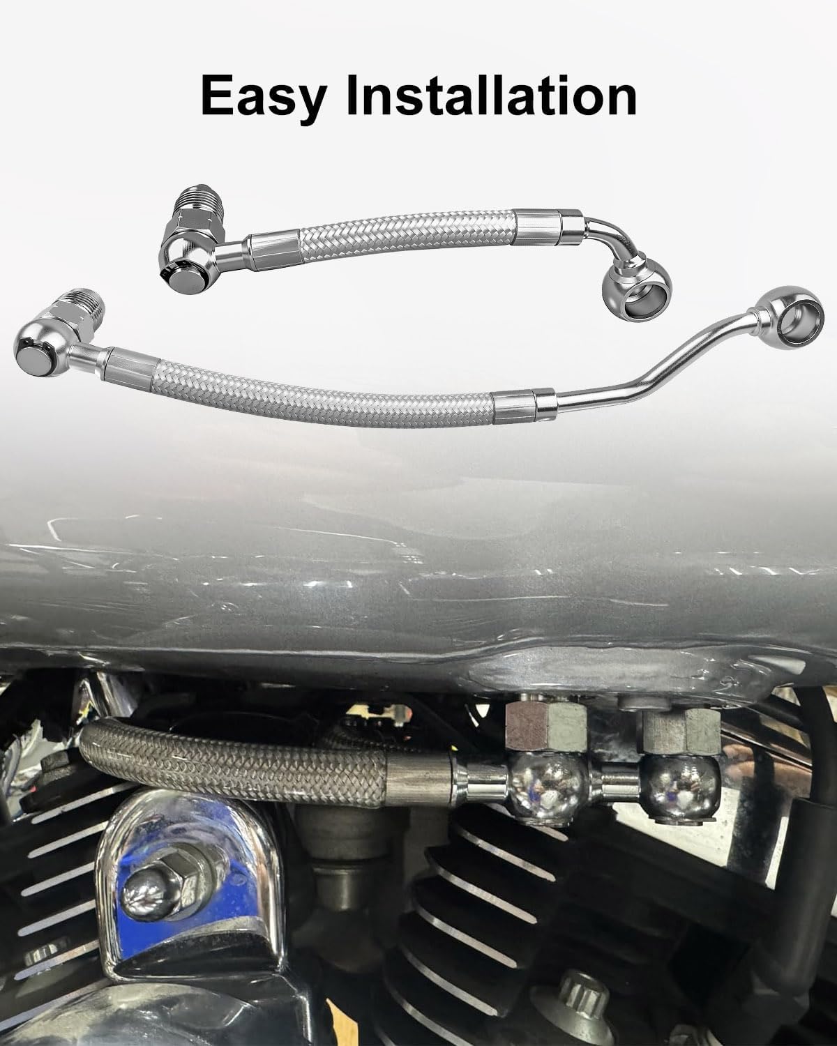 Fuel Injection Line Kit Compatible with Harley Davidson Electra Glide Road King Motorcycles 1996-1999 Replace HDFL005, Stainless Steel