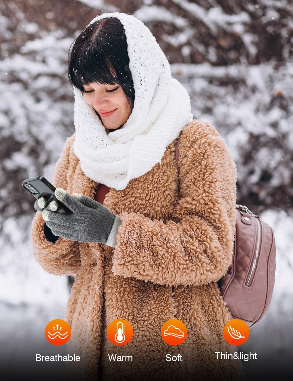 4 Pairs Winter Gloves for Women Cold Weather, Womens Warm Fleece Lined Knit Gloves Winter Touchscreen Texting Gloves - Image 4