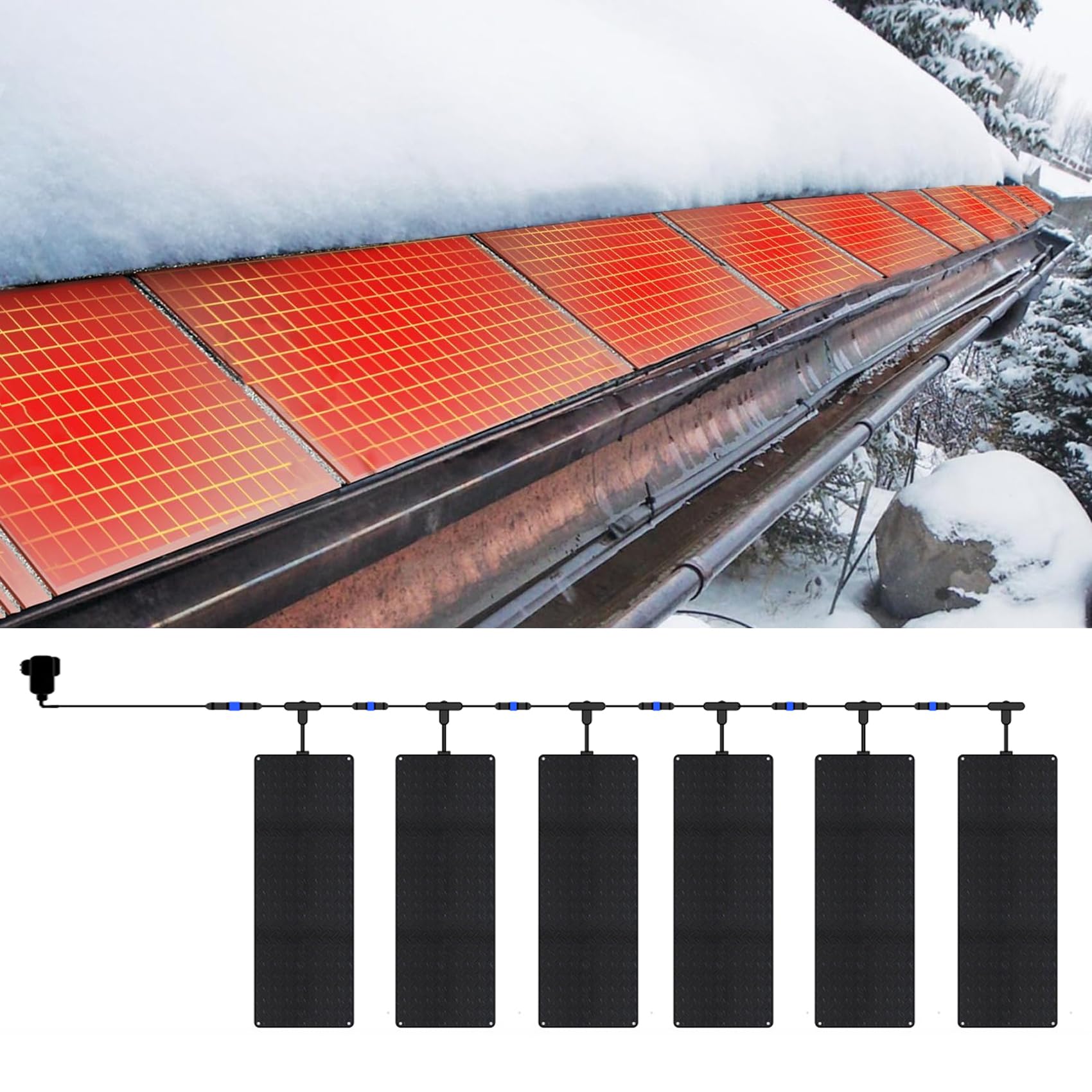 Amazon.co.jp: 屋根融雪マット 6個セット 凍結防止 110v加熱 18m電源