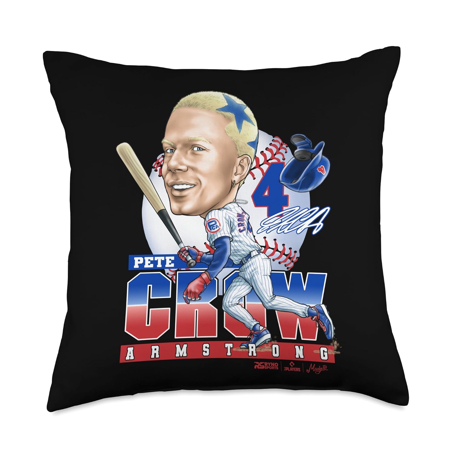 Pete Crow-Armstrong Chicago Baseball Mudge Studios Throw Pillow