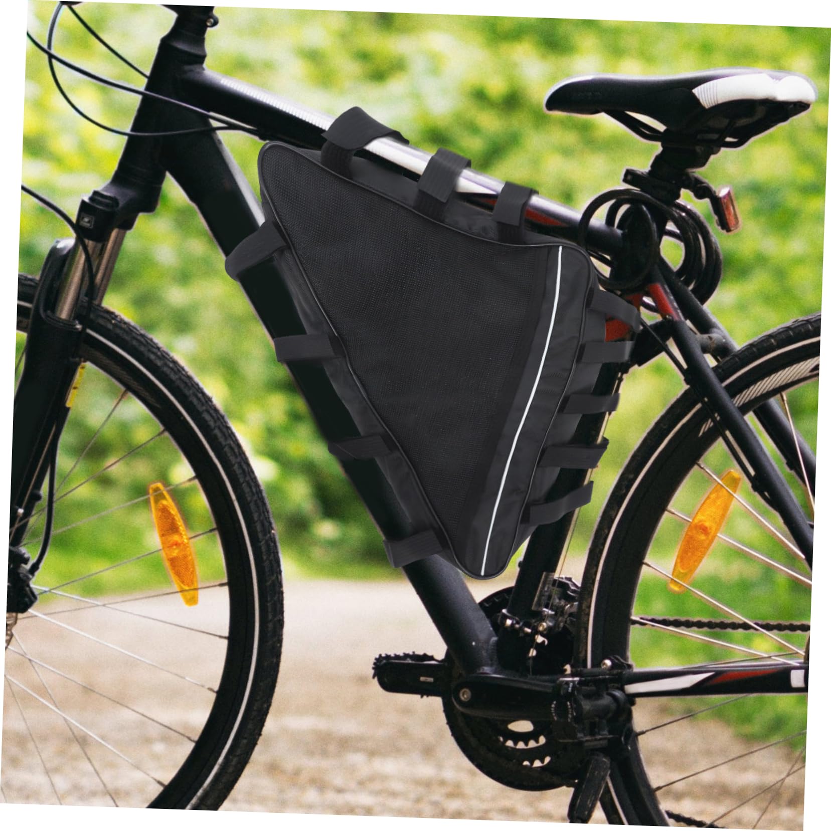 Borsa Triangolare da Bici per Telaio, Nera, Oxford | Grande Capacità, Resistentee Intemperie E’usura, Facile da Installare per Ciclismo e Trekking