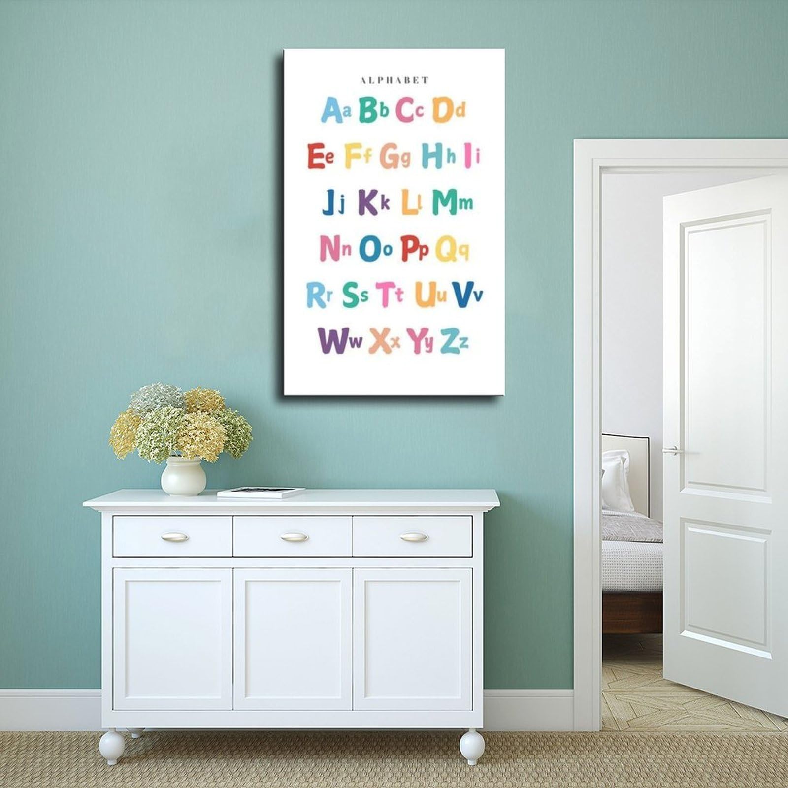 Poster éducatif sur toile avec lettres de l'alphabet arc-en-ciel - Décoration de chambre à coucher, bureau, chambre, cadeau - 50,8 x 76,2 cm (L x l)