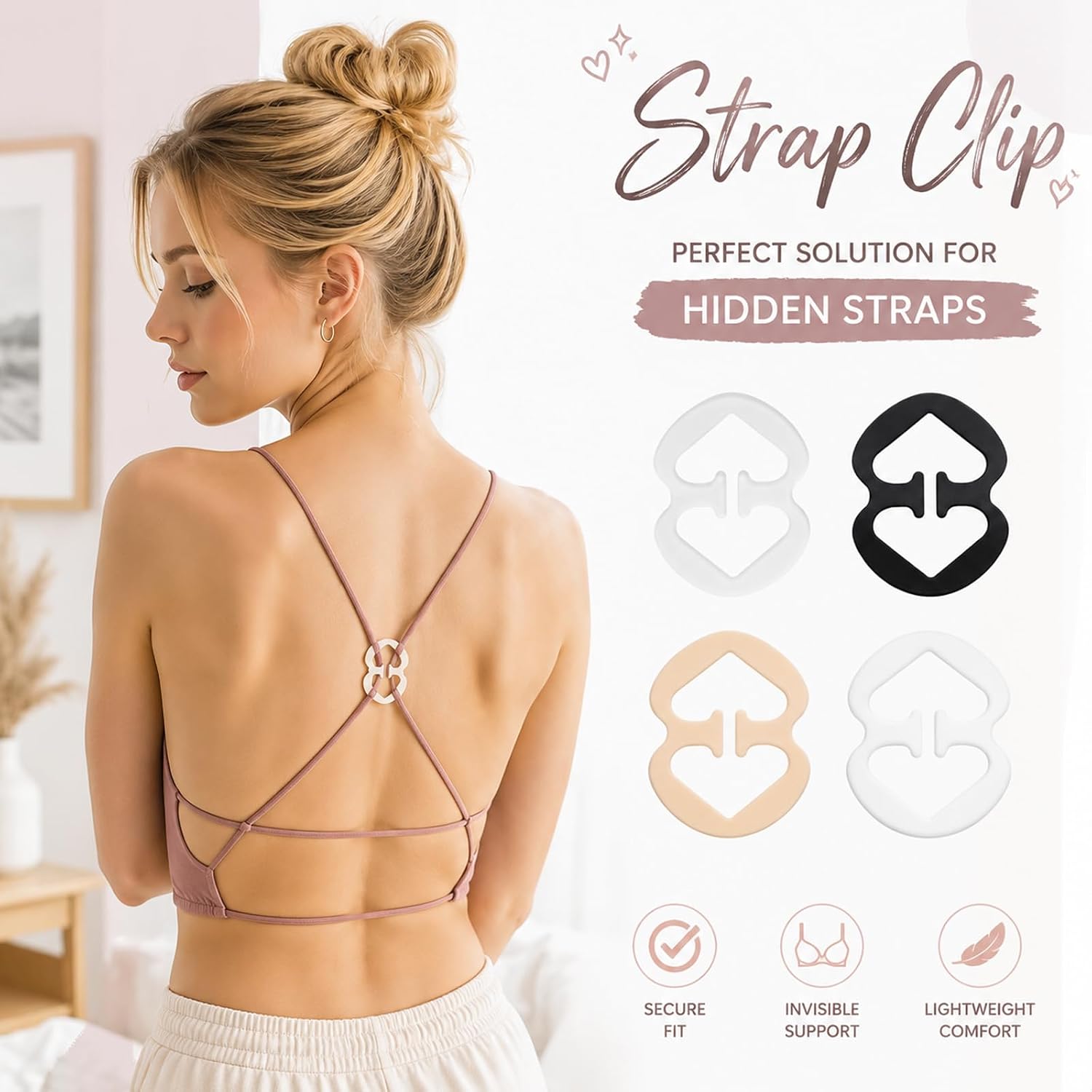 17PCS Strap Accessory Set, 5PCS Bra Strap Holder, 12PCS Dress Strap Clip, Practical Bra Adjuster Clips for Adjusting Undergarment Straps, Secure Fit for Various Neckline Outfits and Active Wear