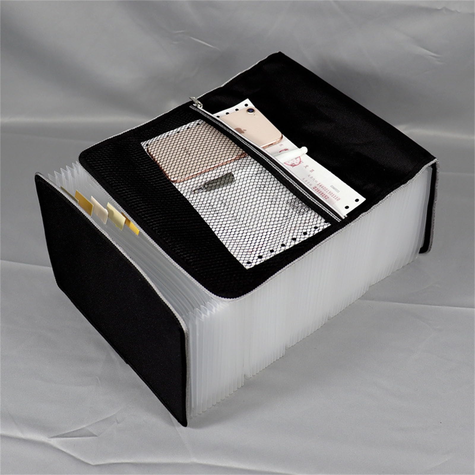 Carpeta Clasificadora Bolsa de órgano japonesa A5, carpeta multicapa de gran capacidad, tela de viento, Clip de almacenamiento de facturas, tarjeta de habitación de Hotel, almacenamiento de informació
