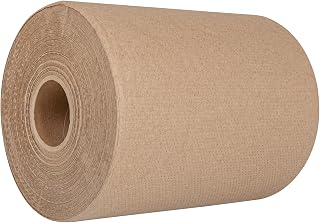Restaurantware Paper Towel 12 Roll Case 600' 1-Ply Brown Paper Towel Roll Non-Perforated Absorbent Commercial Universal Core Kitchen Restroom Use