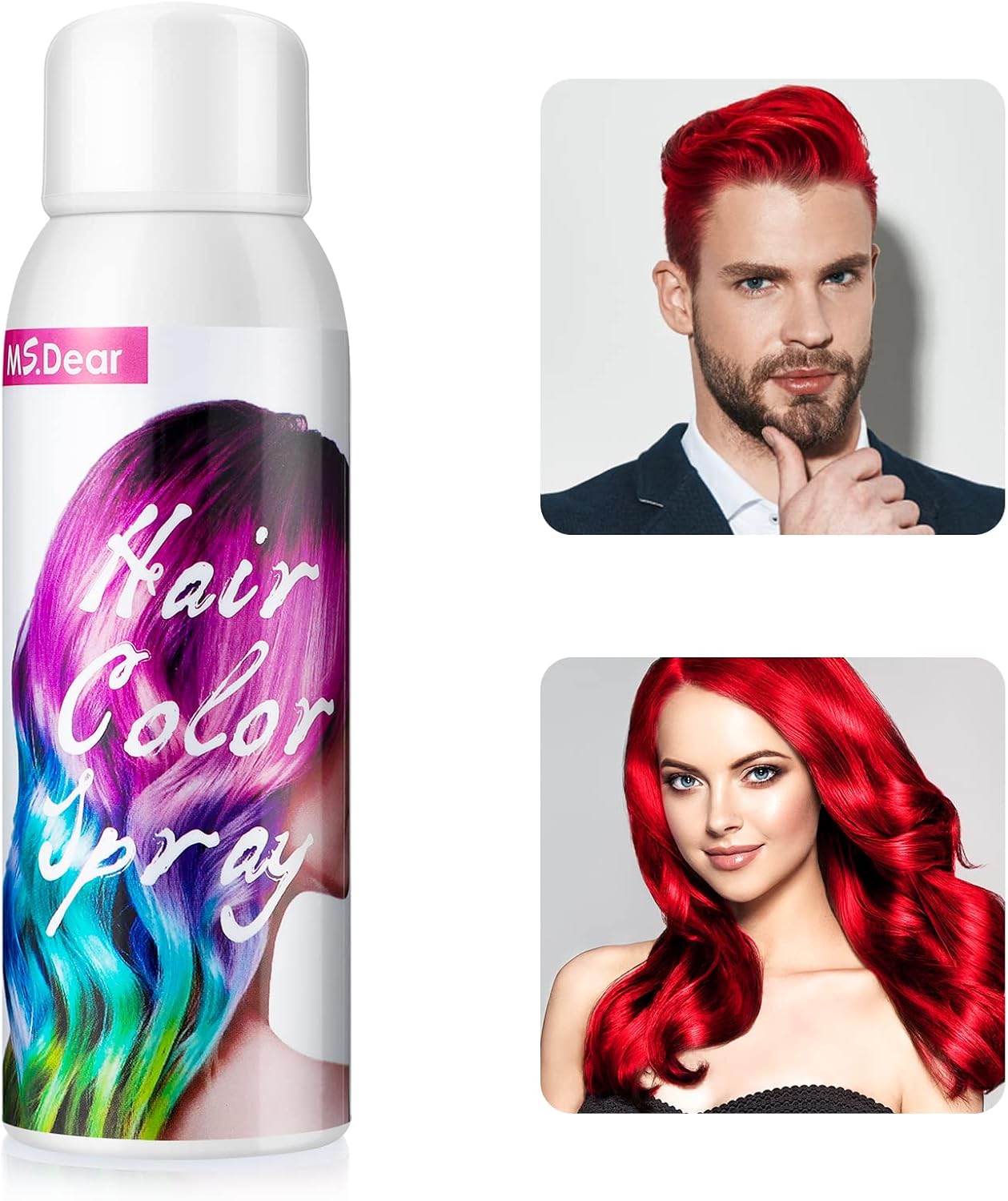 Hair Colour Spray, Red Temporary Coloured Hair Spray One Time Hair Dye Hairspray, Hurtless, Fast