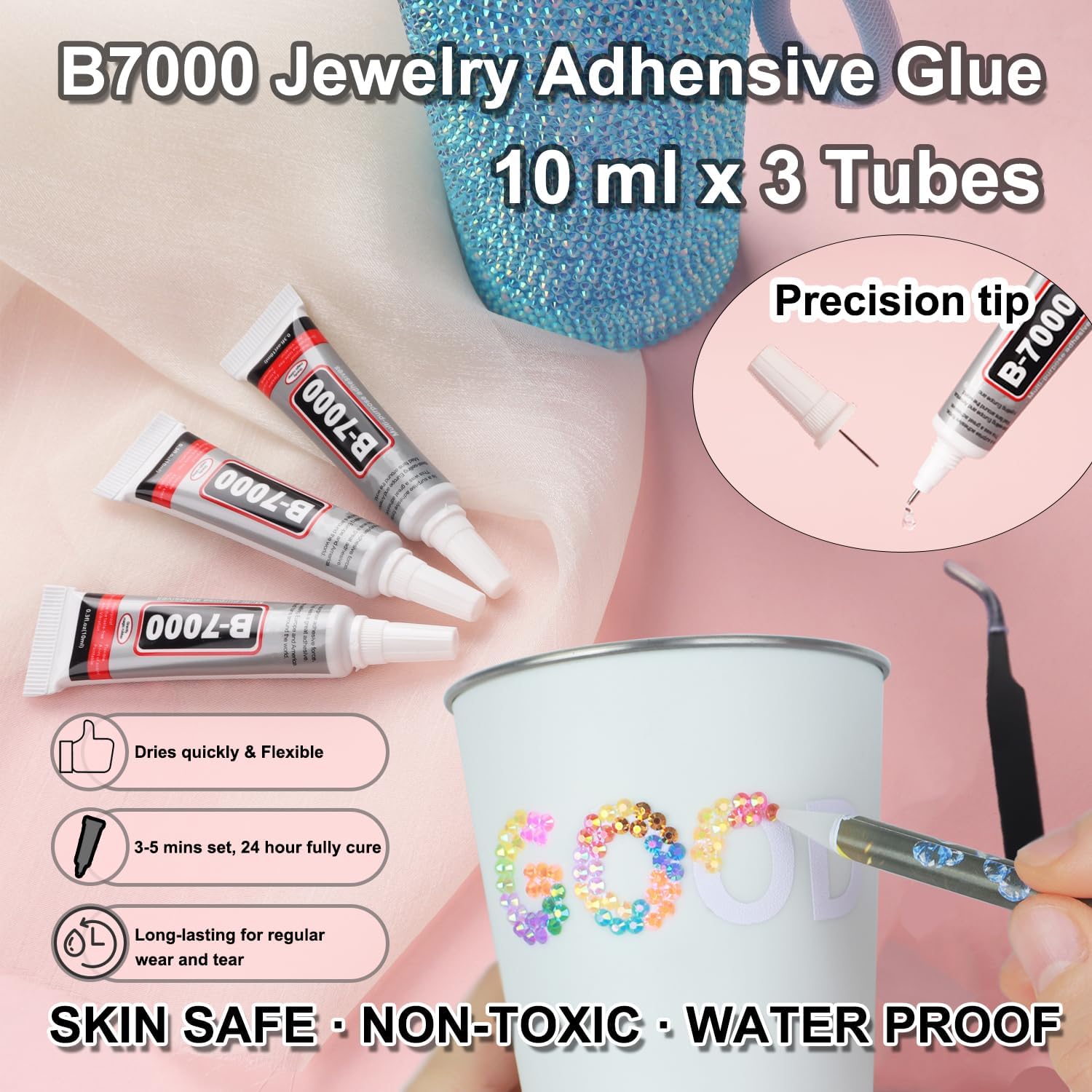 56 Colors Rhinestones for Bedazzling, 2 Boxes 3mm Multicolor Resin Jelly Flatback Gems with 3 Pcs B7000 Jewelry Glue & Tools, Bedazzler Kit for DIY Crafts Book Clothes Makeup Shoes Gifts Decor thumbnail