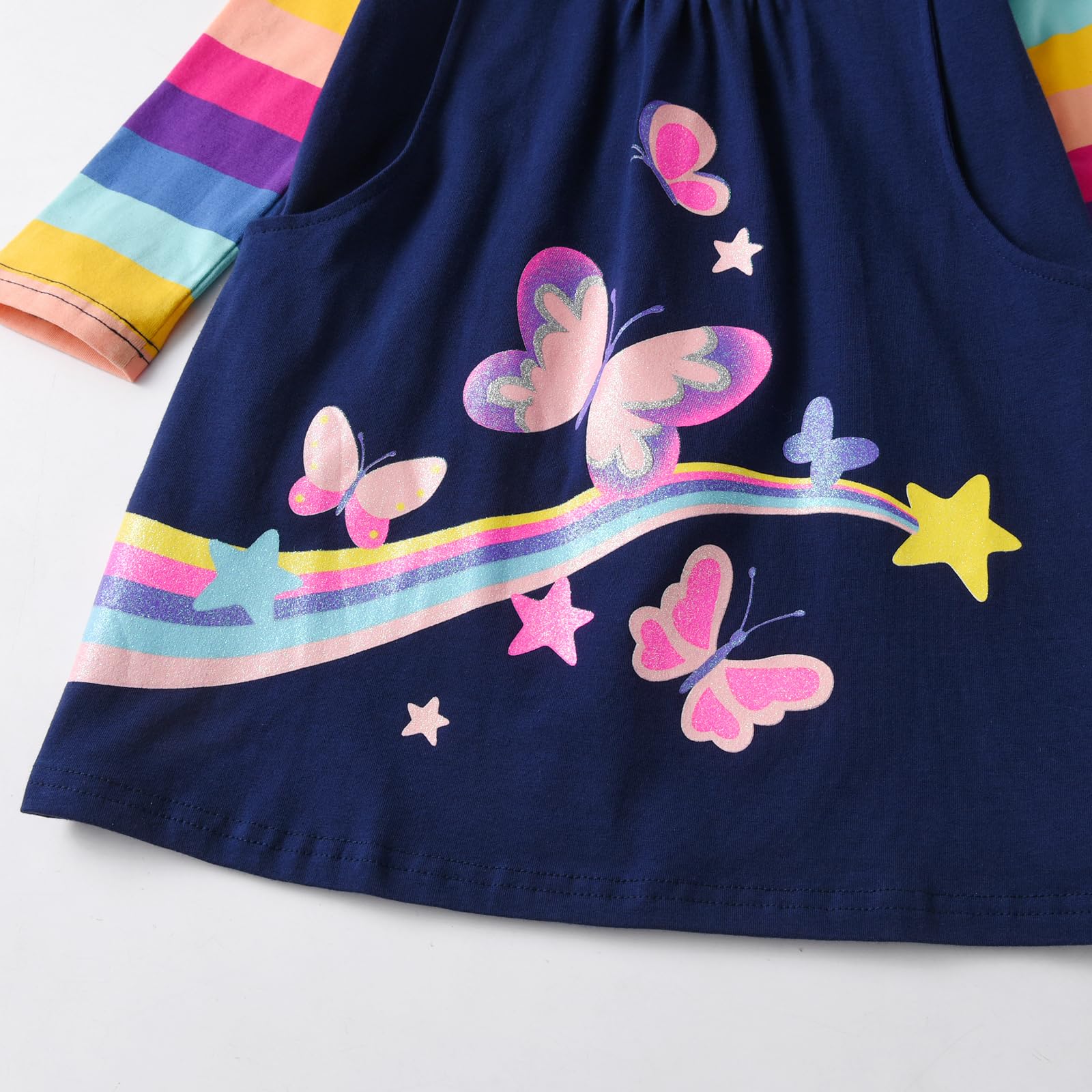 VIKITA Niñas Vestidos Algodón Animal Bordado Manga Larga Vestido para Niños — view 6