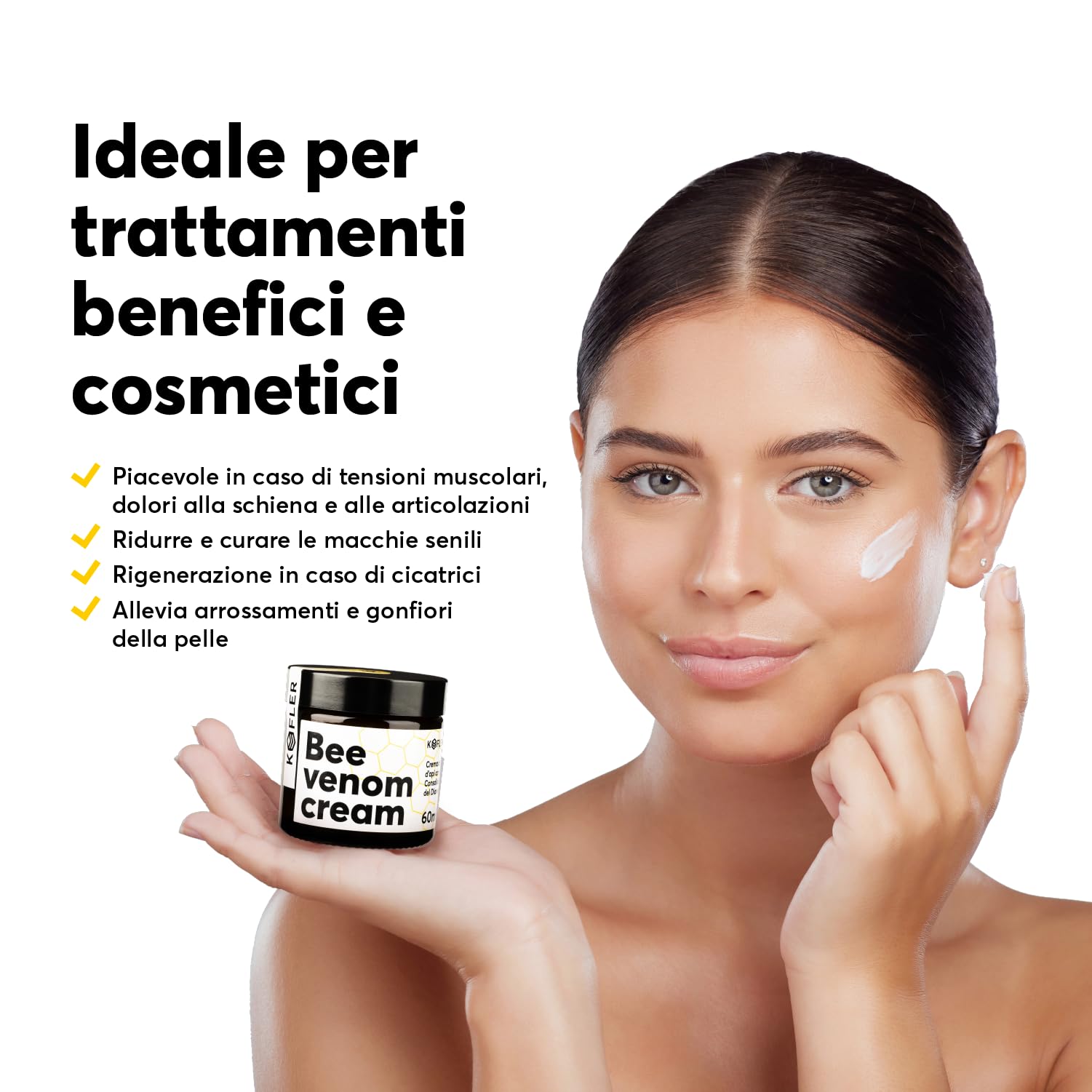 KOFLER Crema al veleno d'api ad alto dosaggio con arnica, consolida maggiore e artiglio del diavolo - cosmetico naturale di alta qualità proveniente dall'Alto Adige, 60 g