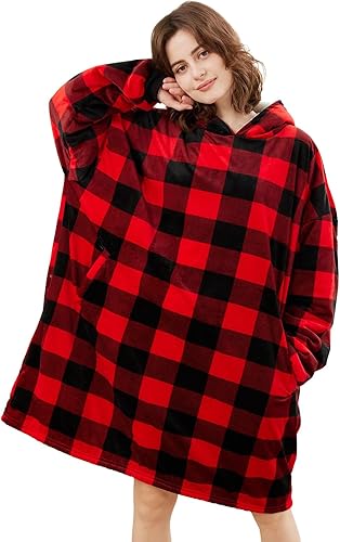 Vista 111 de LetsFunny Manta con capucha, manta de forro polar Sherpa de gran tamaño, súper suave, cálida y acogedora con bolsillo gigante, para mujeres, Aguacate