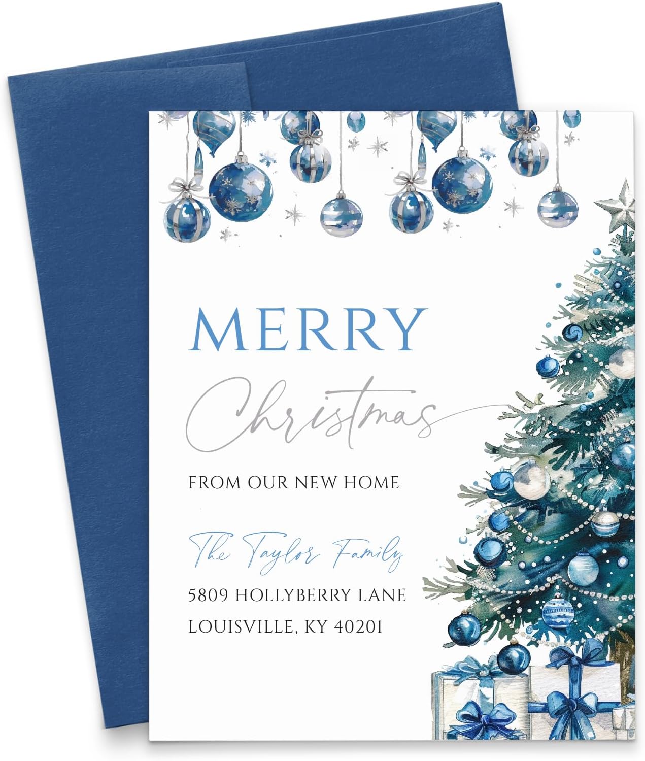 Personalized Change of Address Holiday Cards For New Home, Custom We Are Moving Christmas Card With Wreath, We Moved New Address Announcements With Envelopes, Your Choice of Colors And Quantity