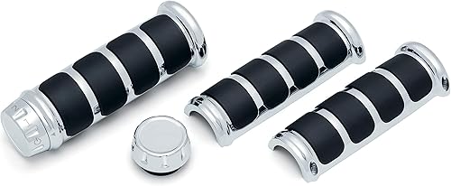 Kuryakyn 6780 Accesorio para manillar de moto empuñaduras ISO para motocicletas Harley-Davison con empuñaduras calefactables, cromado, 1 par