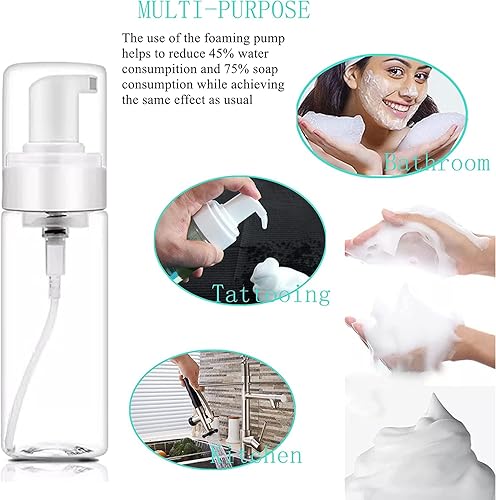 Miniatura 5 de Botella dispensadora de espuma, 3 botellas vacías transparentes de 7 onzas líquidas, botella de espuma de plástico, botella de jabón de viaje,