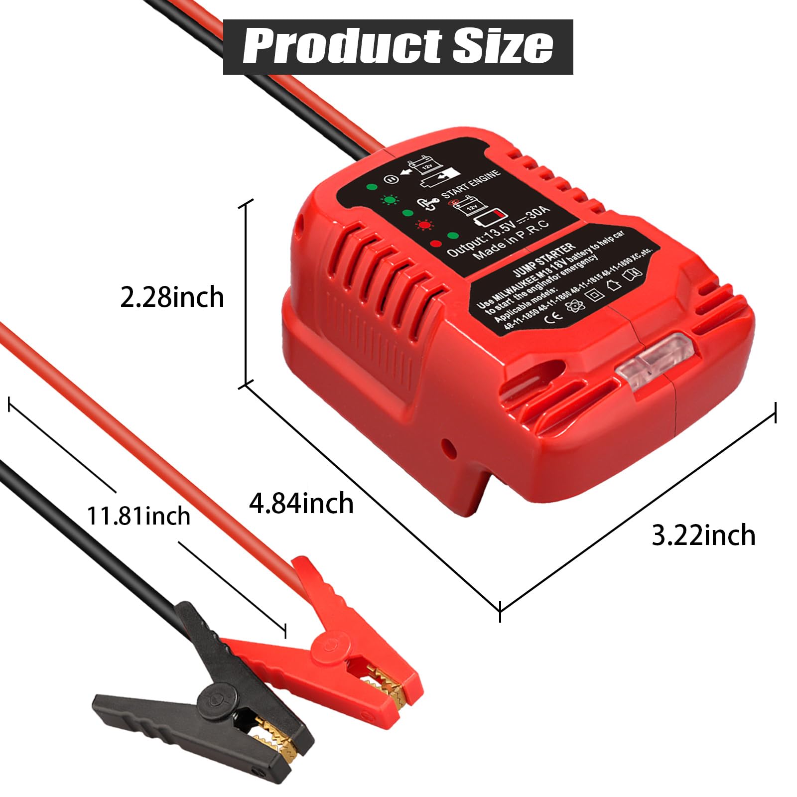 Clip de démarrage de cavalier pour Milwaukee 18V M18 démarreur de batterie, câble de suralimentation de voiture, booster de batterie de voiture portable, démarreur de cavalier 12V, adaptateur d'entrée