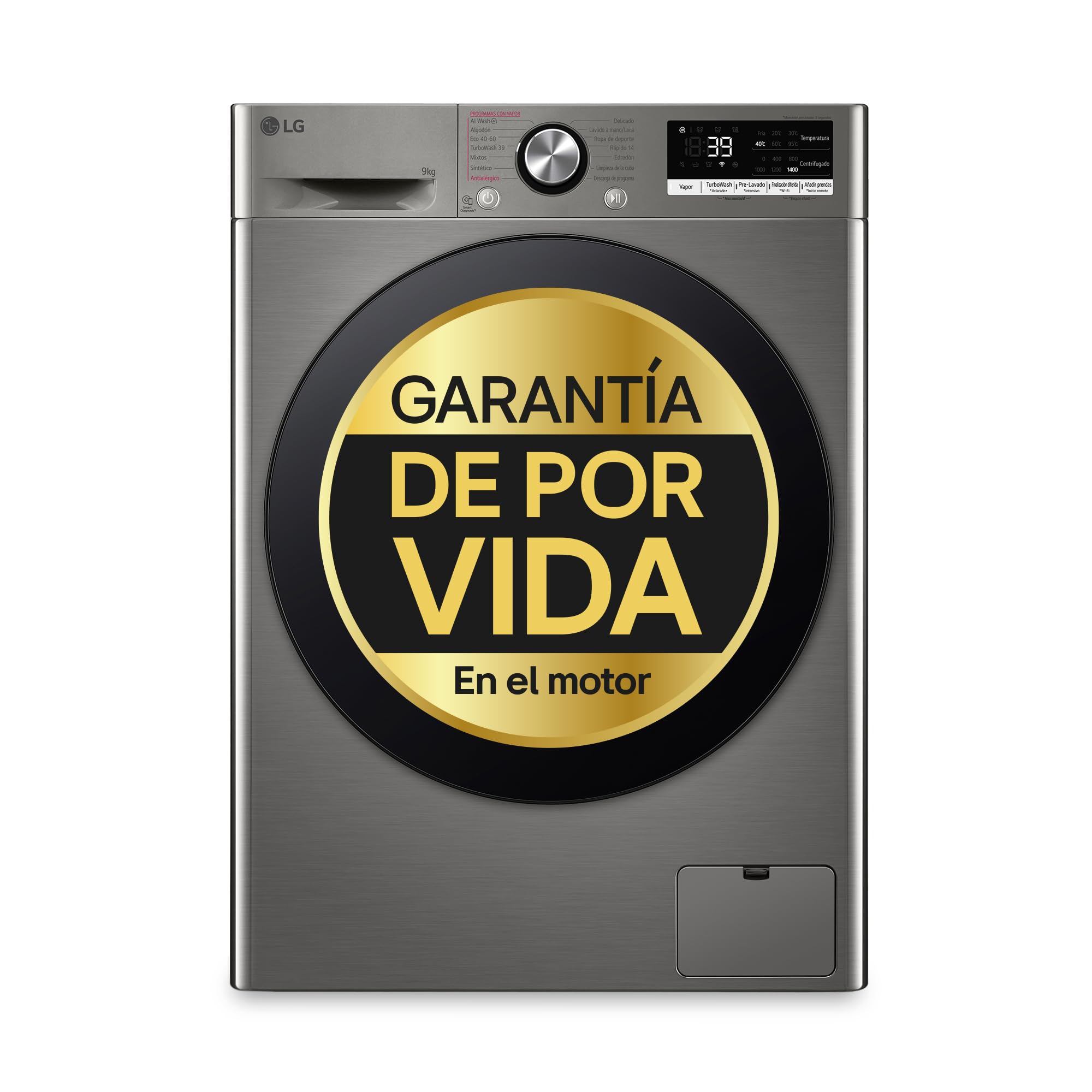 LG F4WR7009AGS - Lavasecadora inteligente AI Direct Drive™, Turbowash 360º, 9/6kg, 1400rpm, 10% más eficiente que A (lavado) / D(secado), Inox, Serie 700