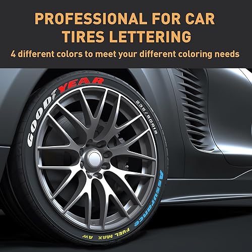 Miniatura 3 de Marcador de neumáticos blanco, rojo, amarillo y azul, paquete de 8 bolígrafos de pintura para neumáticos de automóvil, marcadores permanentes de