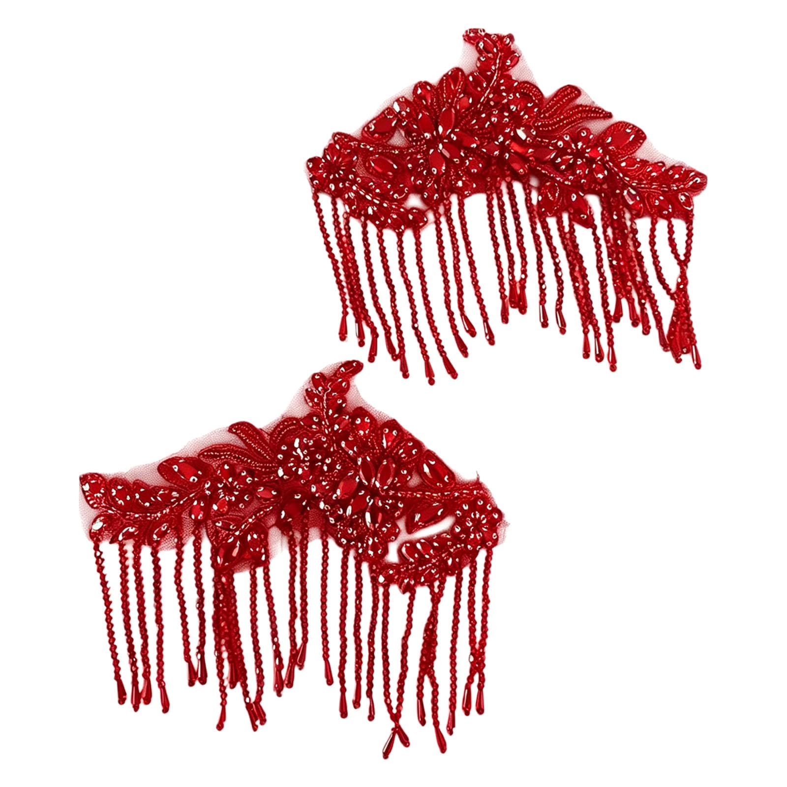 Kaeltsyn Rhinestones Fringe Embellishment with Glass Rhinestones and Beads for Costumes Design Party Wear Adornings