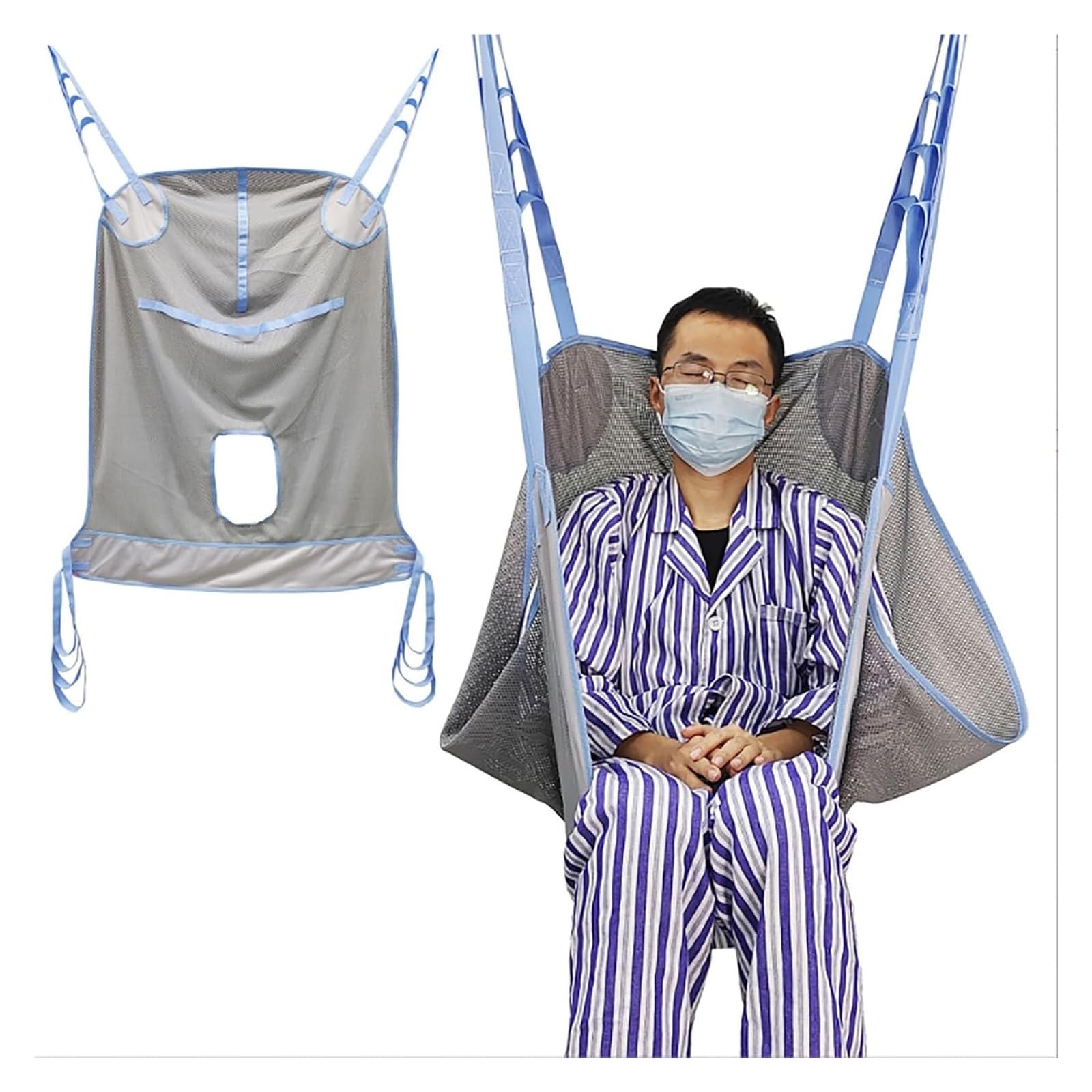 Eslinga de ducha，Traslado de paciente， Arnés for inodoro con diseño de orificios de capacidad, malla transpirable con agarre direccional for transferencia de pacientes(Medium)