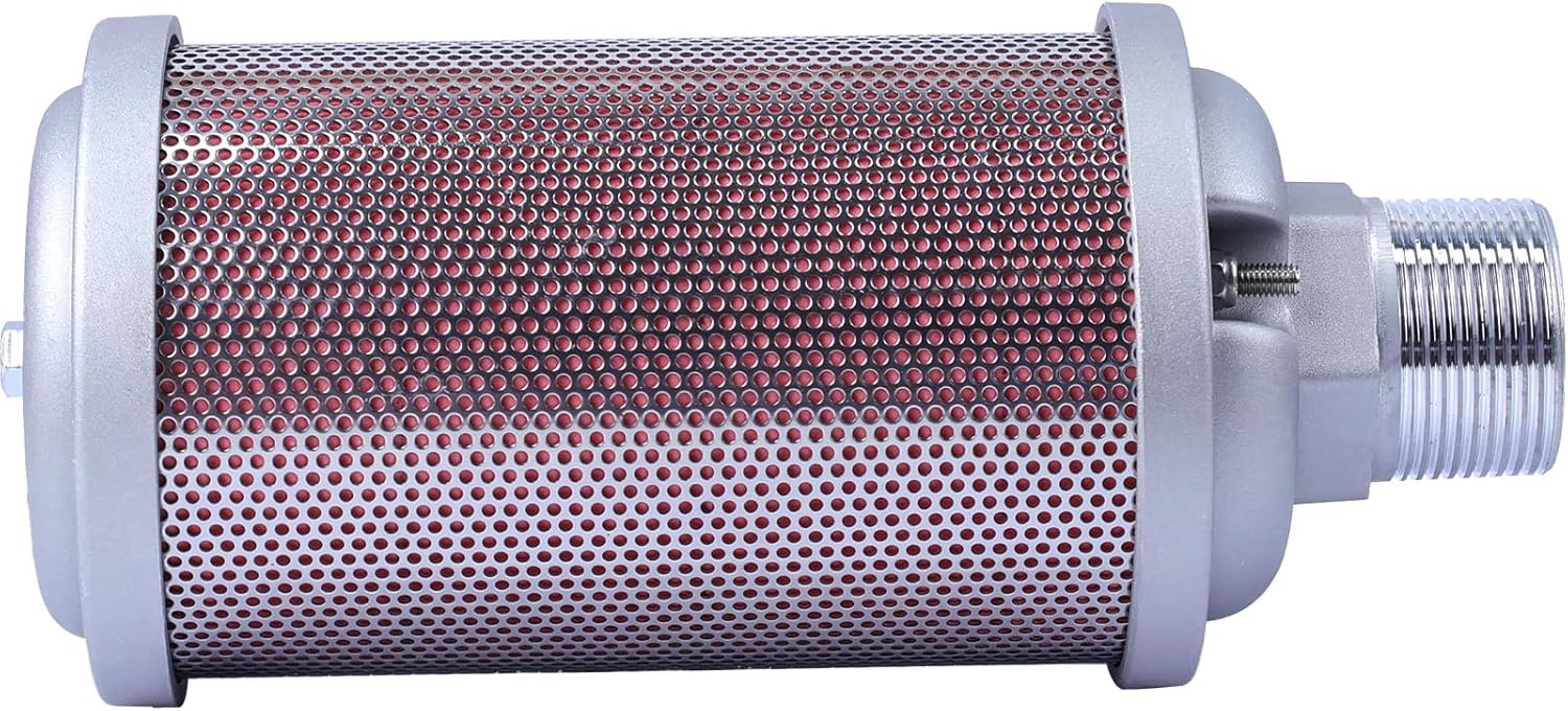 XY-12 Air Compressor Muffler 1-1/4" NPT Air Exhaust Muffler Silencer for Compressor Dryer Compressed Air Equipment and Systems, Single Chamber 145 PSI, Replacement Part