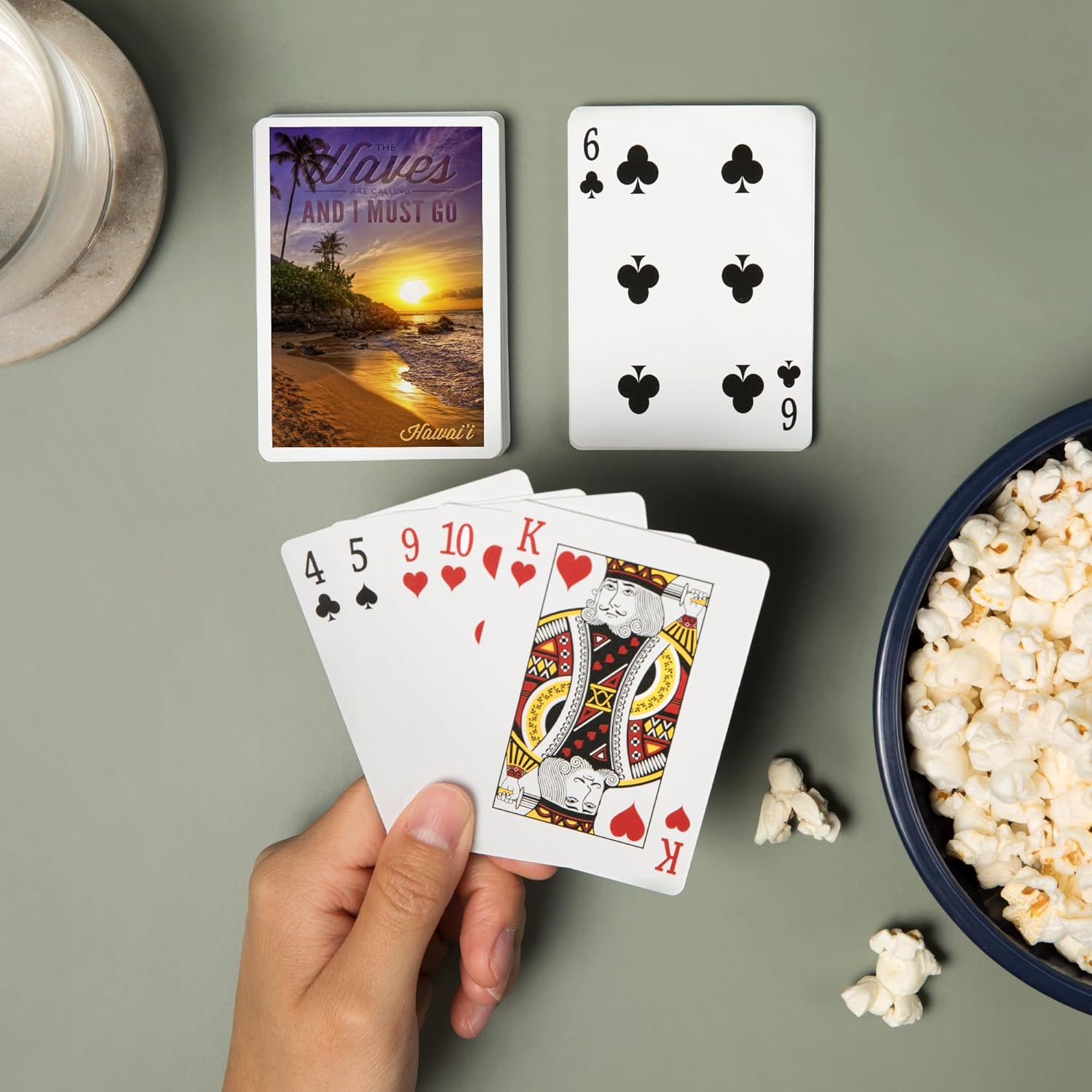 Lantern Press Hawaii, The Waves are Calling, Sunset and Palm, 52 Playing Cards for Adults, Poker Size Card Deck
