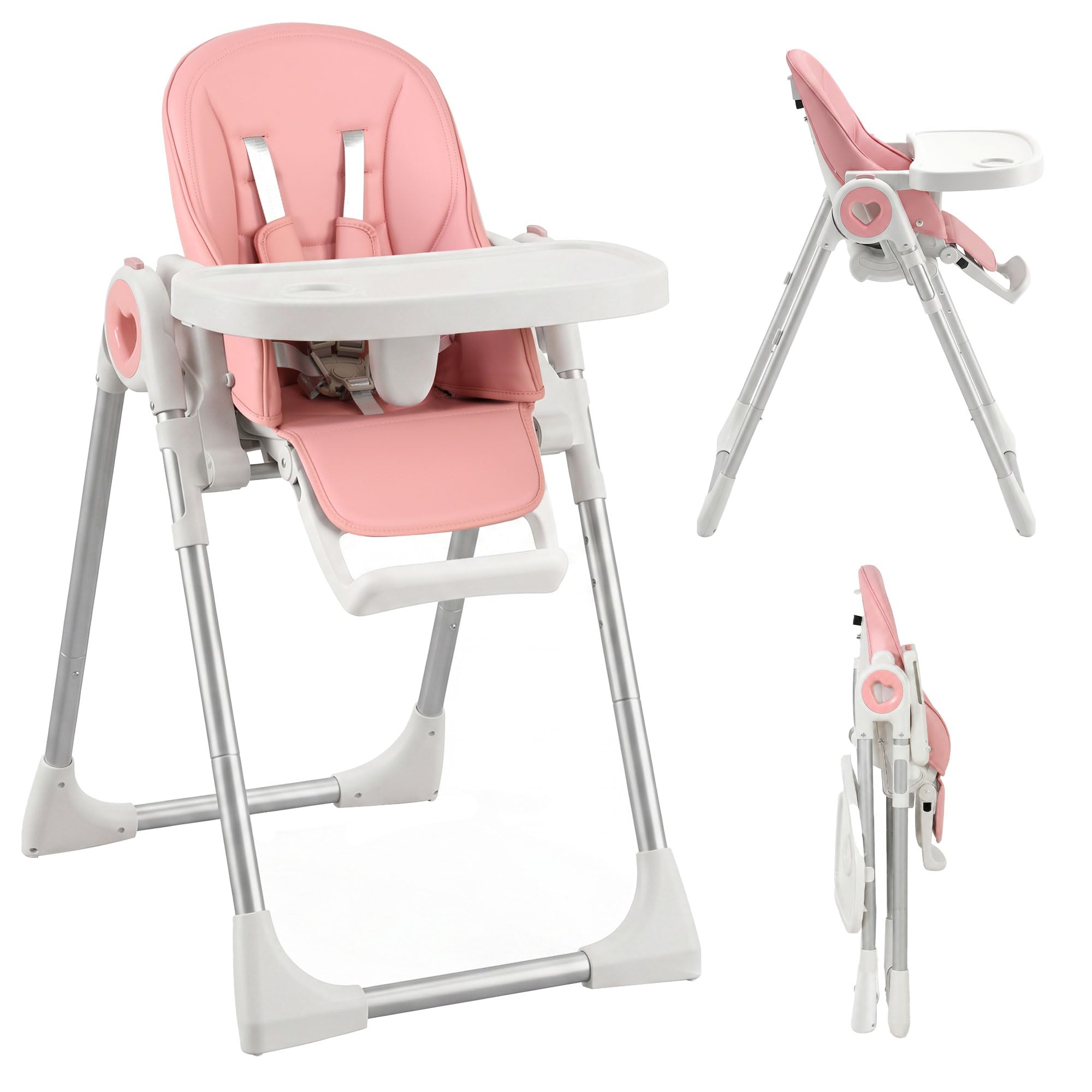 AIYAPLAY Chaise haute pliable pour bébés 6-36 mois/15 kg Rose